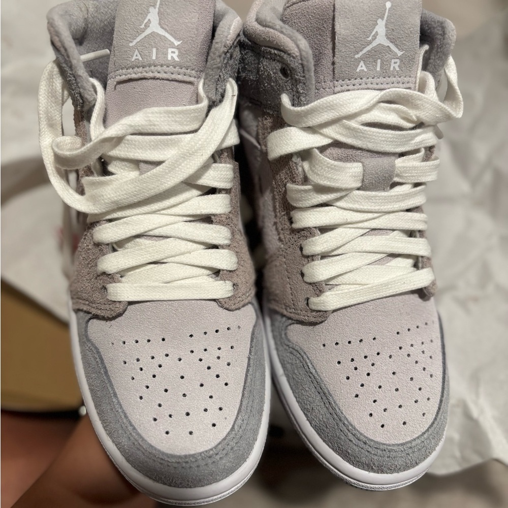 Air Jordan Gray and White High-Top Sneakers size 5 women